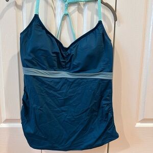 Title Nine dark teal Halter Tankini Top, NWT 38D